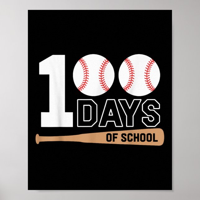 Affiche 100 Jours De Baseball Scolaire 100E Jour D'École (Devant)