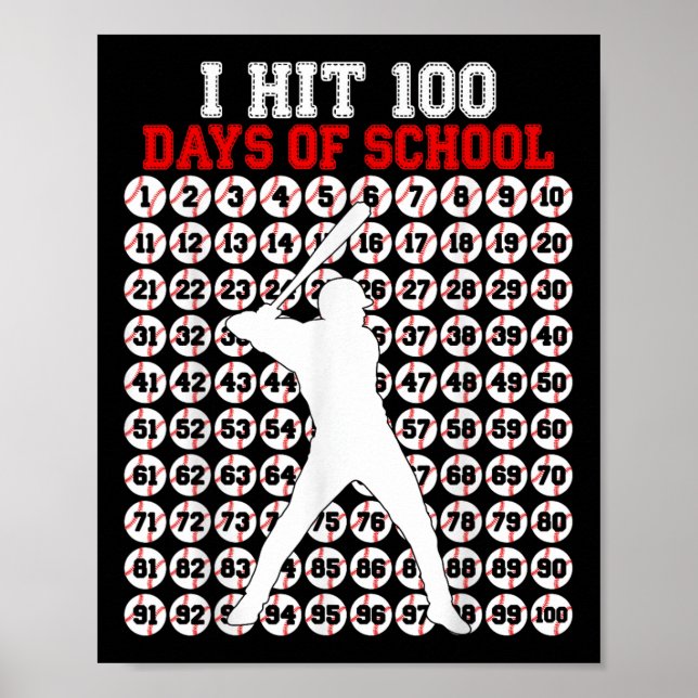 Affiche 100 Jours De Baseball Scolaire 100E Jour D'École (Devant)