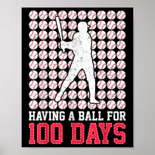 Affiche 100 Jours De Baseball Scolaire 100E Jour Pour Les 