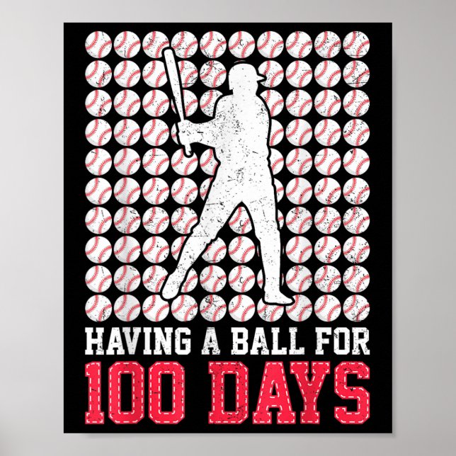 Affiche 100 Jours De Baseball Scolaire 100E Jour Pour Les  (Devant)