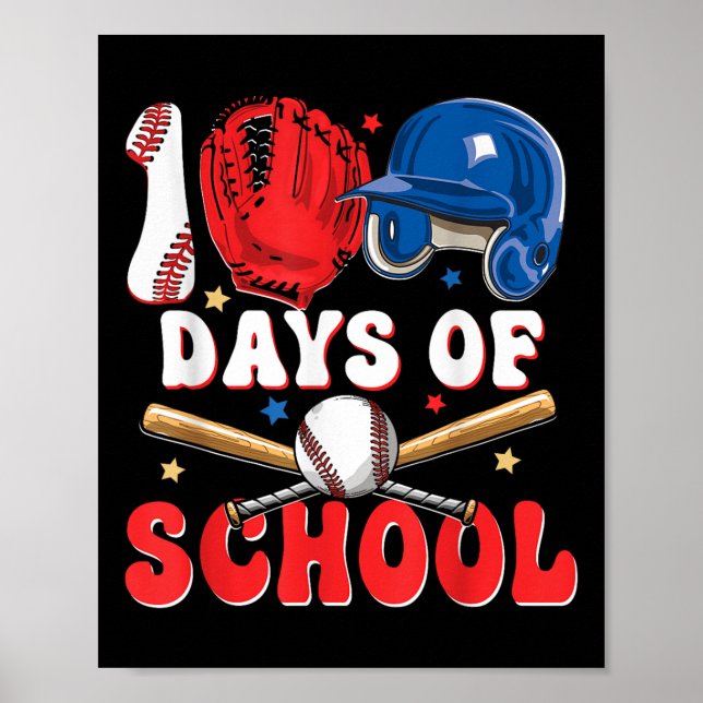 Affiche 100 Jours De Baseball Scolaire 100E Jour Pour Les  (Devant)