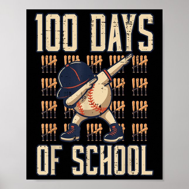 Affiche 100 Jours De Baseball Scolaire Dab 100E Jour Garço (Devant)
