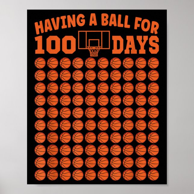 Affiche 100 Jours De Basketball Scolaire 100E Jour Pour Le (Devant)