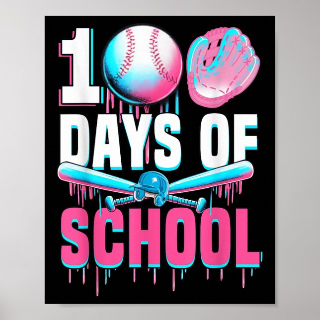 Affiche 100 Jours De Bat De Baseball Scolaire 100E Jour De (Devant)