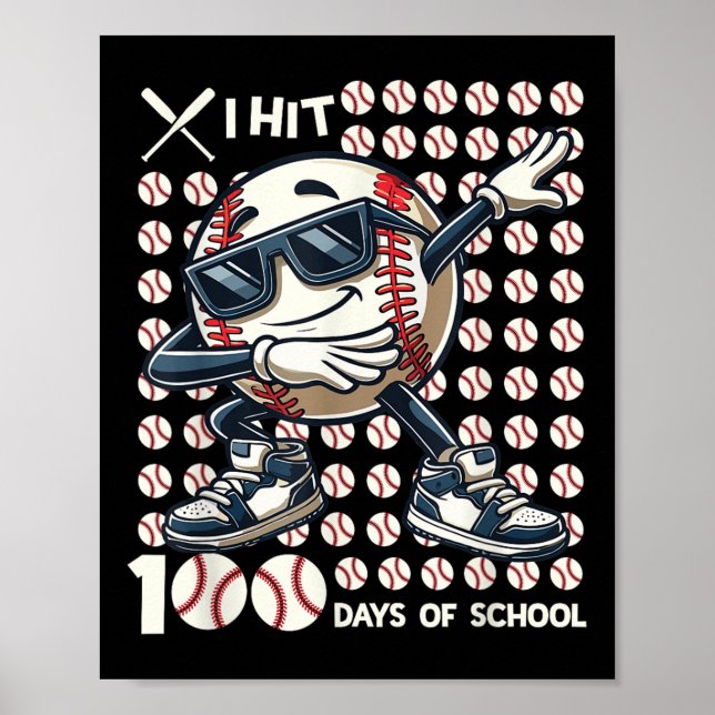 Affiche 100 Jours De Bat De Baseball Scolaire 100E Jour De (Devant)