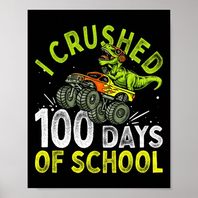 Affiche 100 Jours De Camion Monster Dinosaure Scolaire (Devant)