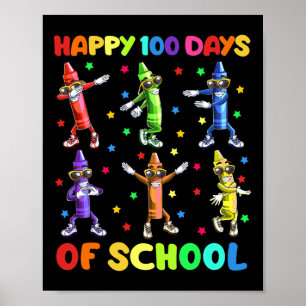Affiche 100 Jours De Crayons Scolaires Dansant Le 100E Jou