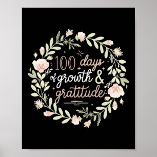 Affiche 100 Jours De Croissance Et De Gratitude Boho Flora
