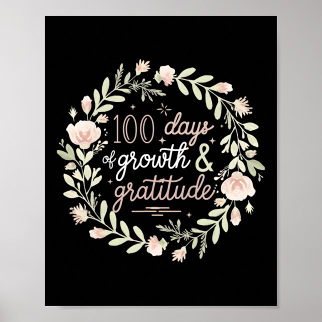 Affiche 100 Jours De Croissance Et De Gratitude Boho Flora (Devant)