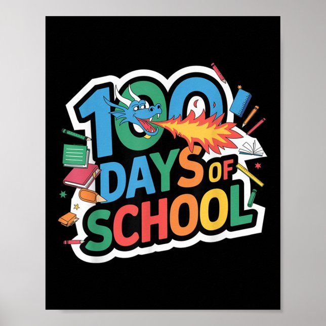 Affiche 100 Jours De Dragon Scolaire Thème Enfants Enseign (Devant)