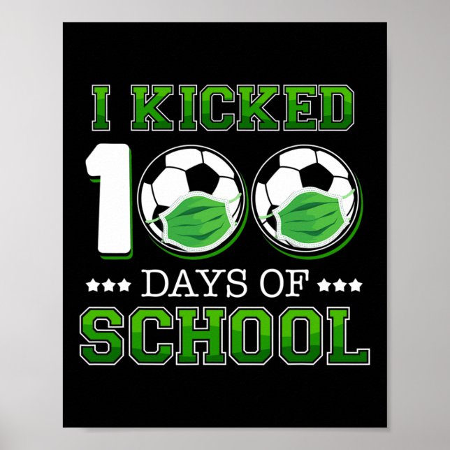 Affiche 100 Jours De Football Scolaire Portant Un Masque V (Devant)