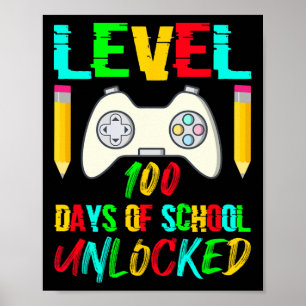 Affiche 100 Jours De Jeux Vidéo De Gamer Déverrouillés À L