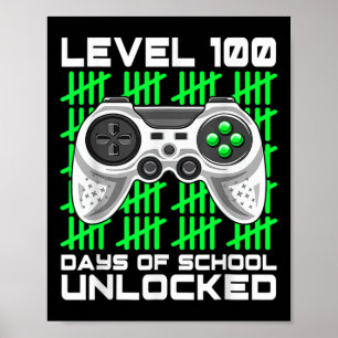 Affiche 100 Jours De Jeux Vidéo De Gamer Déverrouillés À L