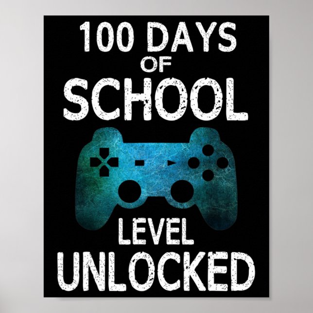 Affiche 100 Jours De Jeux Vidéo De Gamer École Niveau Déve (Devant)