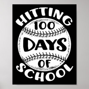 Affiche 100 Jours De Joueur De Baseball Scolaire Étudiant