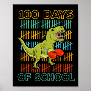 Affiche 100 Jours De L'École 2025 Dinosaur Mixed martial a