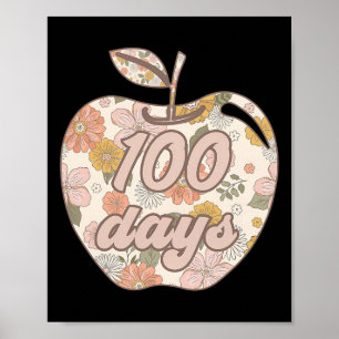 Affiche 100 Jours De L'École Boho Pomme Enseignant Enfants