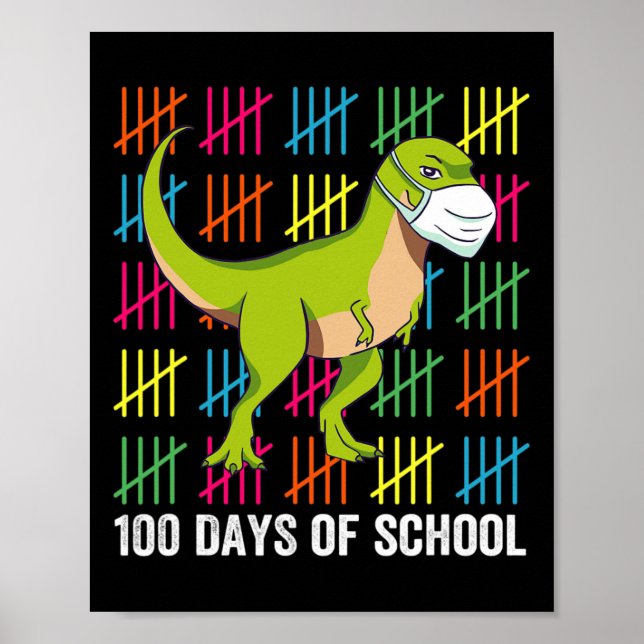 Affiche 100 Jours de l'école Dinosaur Masque Fun Enseignan (Devant)