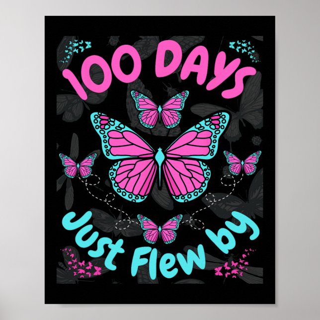 Affiche 100 Jours de l'école Filles papillon 100 Jours Jus (Devant)