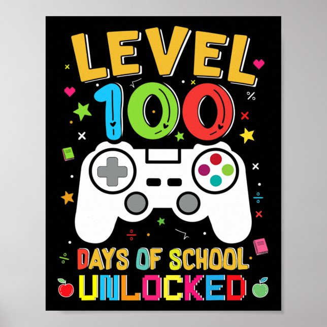 Affiche 100 Jours De L'École Jeu Déverrouillé 100E Jour De (Devant)