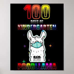 Affiche 100 Jours de maternelle Pas de problème Llama