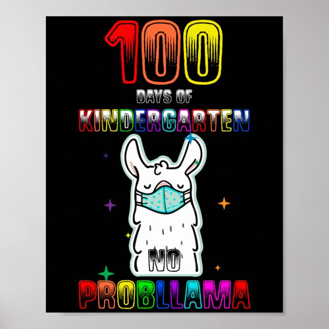 Affiche 100 Jours de maternelle Pas de problème Llama (Devant)