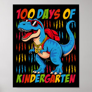 Affiche 100 Jours De Maternelle Trex Dinosaure Enfants Gar
