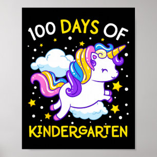 Affiche 100 Jours De Maternelle Unicorn Girls 100 Jours De