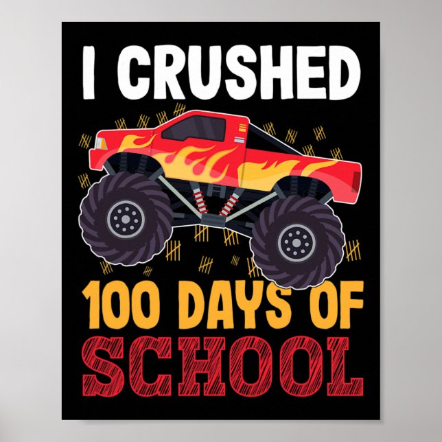 Affiche 100 Jours De Monster De L'École Camion Enfants Fil (Devant)