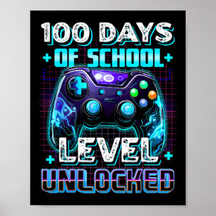 Affiche 100 Jours De Niveau École Jeu Vidéo Déverrouillé 1