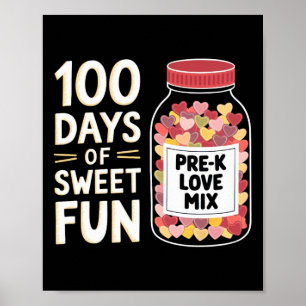 Affiche 100 jours de plaisir doux Mignonne enseignante de