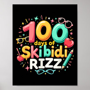 Affiche 100 Jours De Skibidi Rizz 100E Jour D'Enfants Scol
