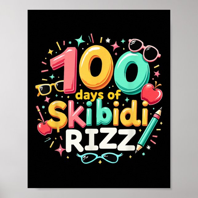 Affiche 100 Jours De Skibidi Rizz 100E Jour D'Enfants Scol (Devant)