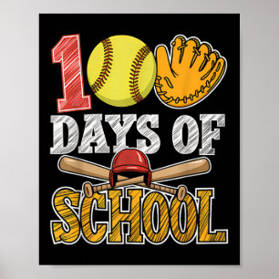 Affiche 100 Jours De Softball Scolaire Drôle 100E Jour Spo