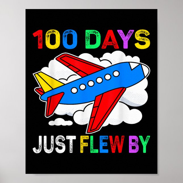 Affiche 100 Jours De Vol Juste En Avion 100E Jour De (Devant)