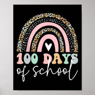Affiche 100 Jours D'École 100E Jour Enseignant Arc En Ciel
