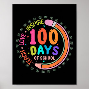 Affiche 100 Jours D'École Apprendre L'Amour Inspirer 100èm
