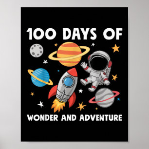 Affiche 100 Jours D'École Astronaut Space Boys Enfants 10