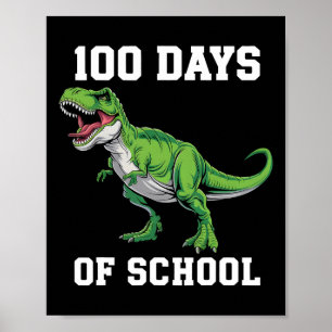 Affiche 100 Jours D'École Avec Un Dinosaure T-rex Roaring