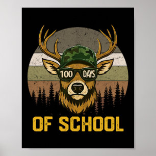Affiche 100 Jours D'école Cerf Chasse Camo Chasseur Garçon