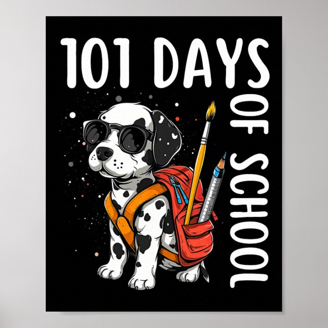 Affiche 100 Jours D'École Chemise De Chien Dalmatien Pour  (Devant)