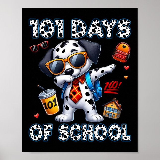Affiche 100 Jours D'École Chien Dalmatien Garçon Enfant 10 (Devant)