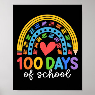 Affiche 100 Jours D'École Conception De Célébration Arc-En