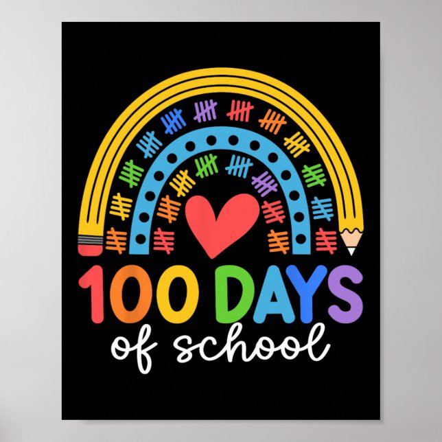 Affiche 100 Jours D'École Conception De Célébration Arc-En (Devant)