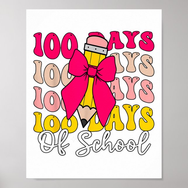 Affiche 100 Jours D'École Coquette Bow 100E Jour De (Devant)