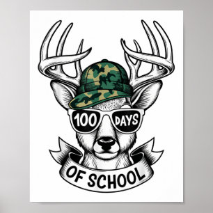 Affiche 100 Jours D'École Deer Étudiant Garçon Filles 100e