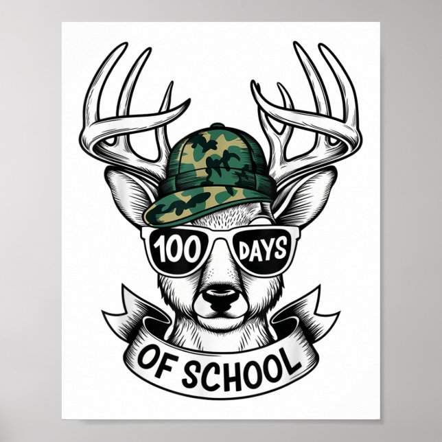 Affiche 100 Jours D'École Deer Étudiant Garçon Filles 100e (Devant)