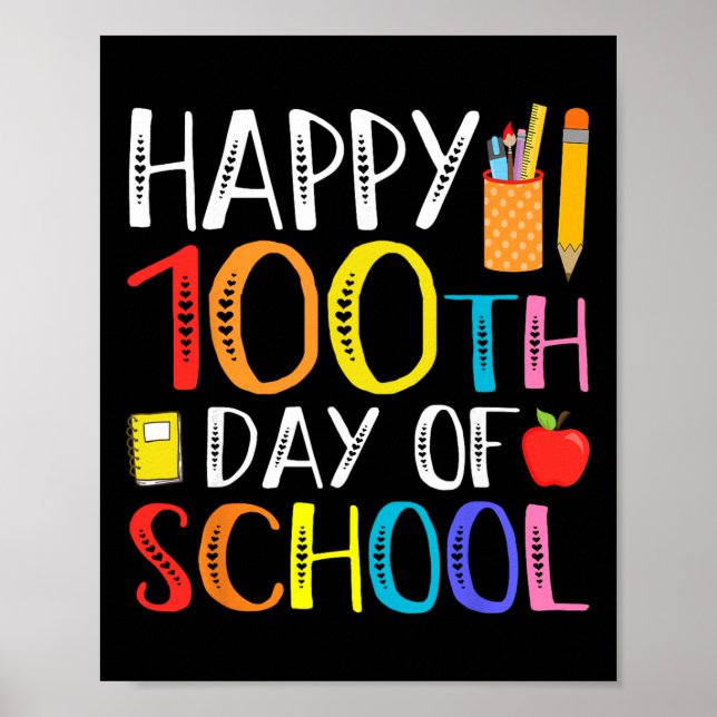 Affiche 100 jours d'école enseignant et élève  (Devant)