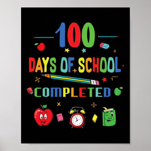 Affiche 100 Jours D'école Enseignant Et Élève  (Devant)