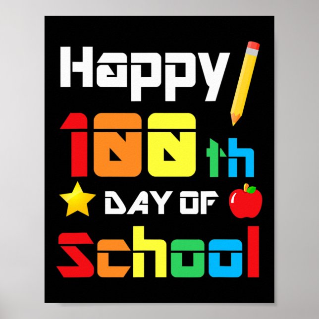 Affiche 100 Jours D'École Enseignant Fun School (Devant)